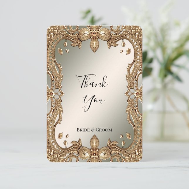 Gold Ornate Frame Thank You Card (Standing Front)