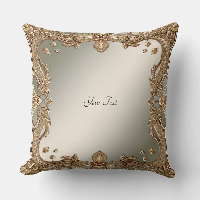 Gold Ornate Frame Throw Pillow (Front)