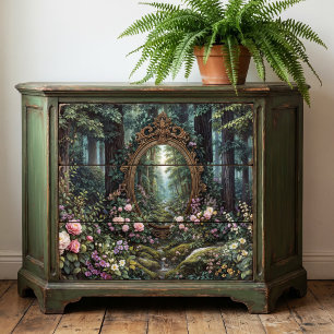 Gold Ornate Mirror Mystical Forest Portal Tissue Paper