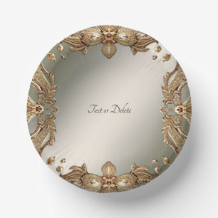 Gold Ornate Paper Bowls Plate