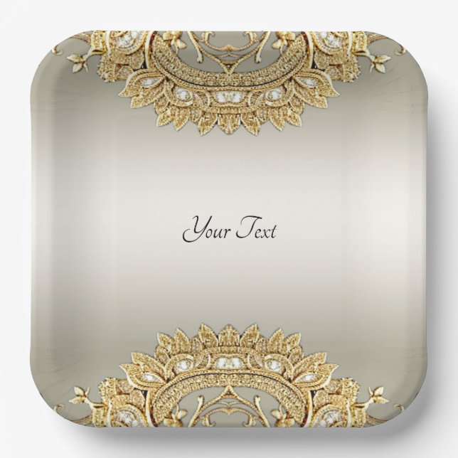 Gold Ornate Paper Plate (Front)