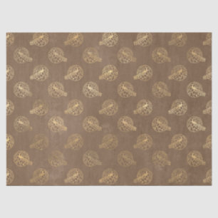 Gold Ornate Peacocks on Brown Decoupage Tissue Paper