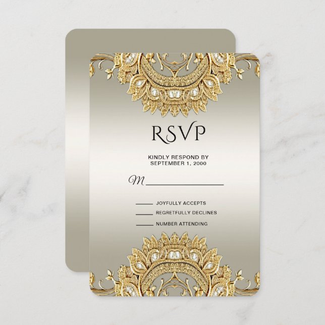 Gold Ornate RSVP Card (Front/Back)