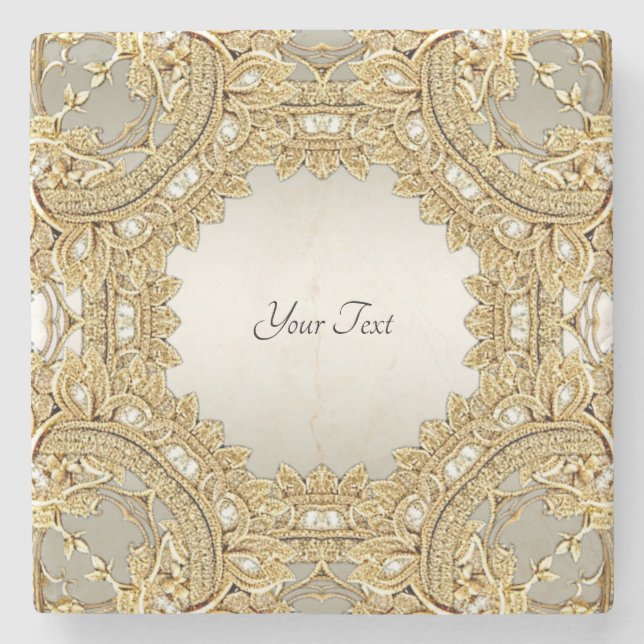 Gold Ornate Stone Coaster (Front)