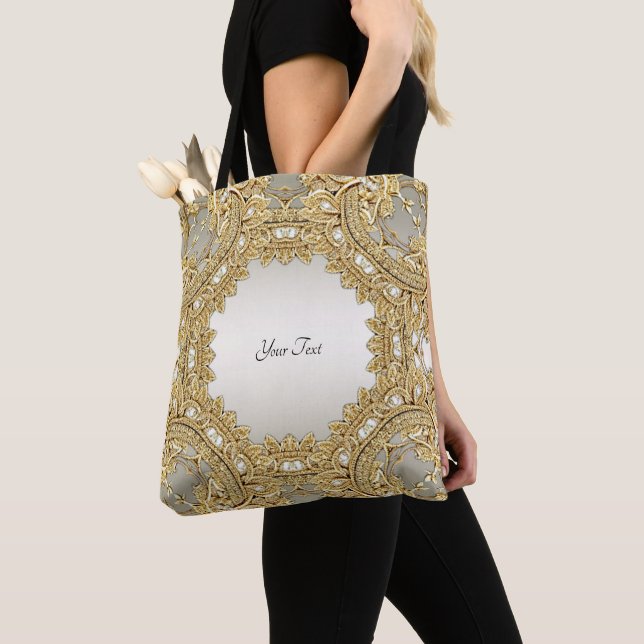 Gold Ornate Tote Bag (Close Up)