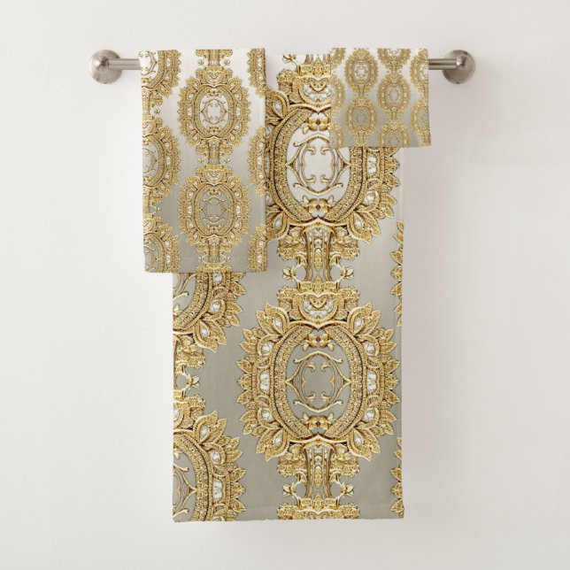 Gold Ornate Towel Set (Insitu)