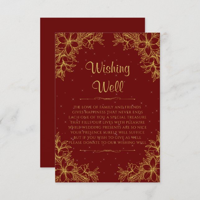 Gold Ornate Wedding Wishing Well Enclosure Card (Front/Back)
