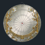 Gold Ornate White Floral Dartboard<br><div class="desc">Beautiful Gold Ornate White Floral Dartboard</div>