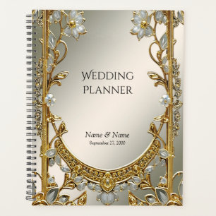 Gold Ornate White Floral Planner