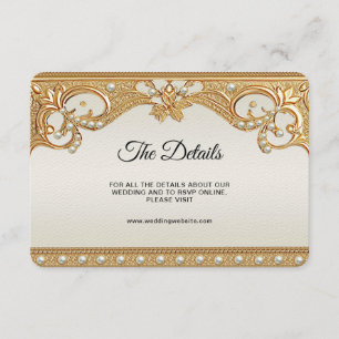 Gold Ornate White Pearls Detail Enclosure Card