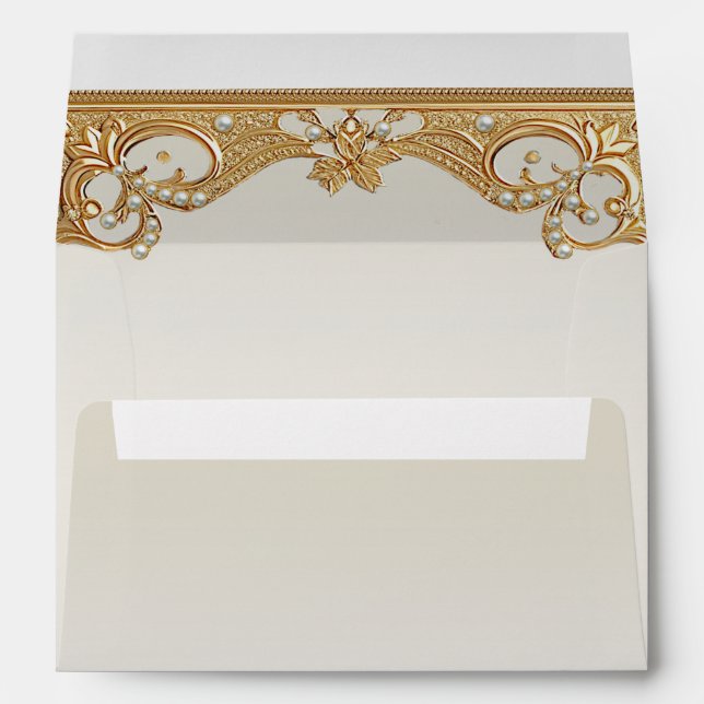 Gold Ornate White Pearls Envelope (Back (Bottom))