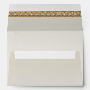 Gold Ornate White Pearls Envelope