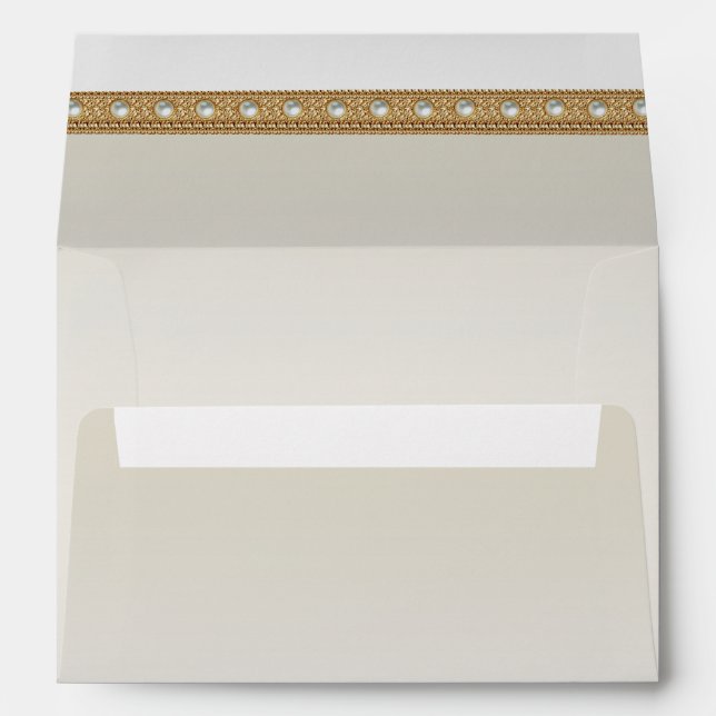 Gold Ornate White Pearls Envelope (Back (Bottom))