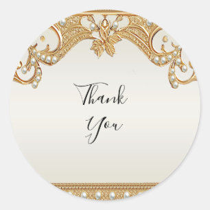 Gold Ornate White Pearls Sticker
