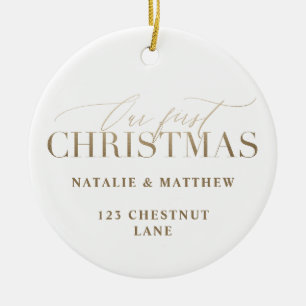 Gold our first Christmas new house or newly wed Ceramic Tree Decoration