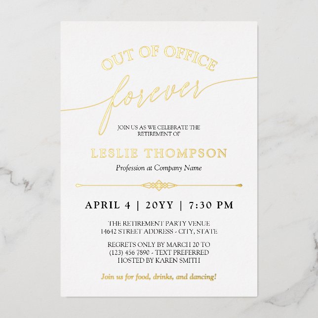 Gold Out of Office Forever Retirement Party (Front)