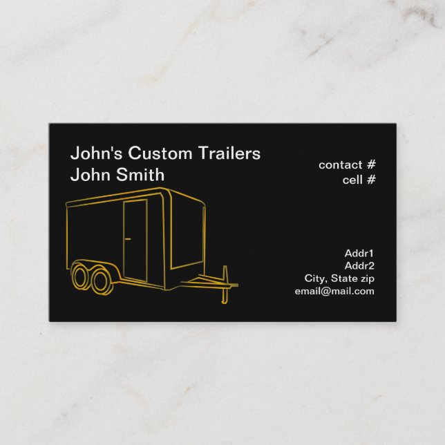 Gold outline cargo trailer business card (Front)