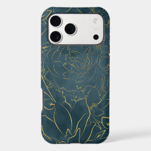 Gold outline illustration vintage roses pattern