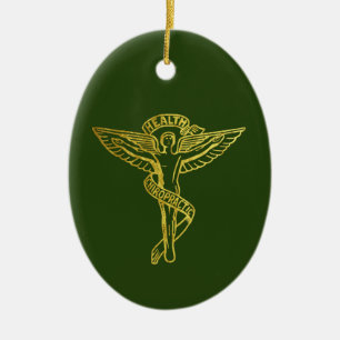 Gold Outline of Chiropractic Medical Symbol Ceramic Tree Decoration