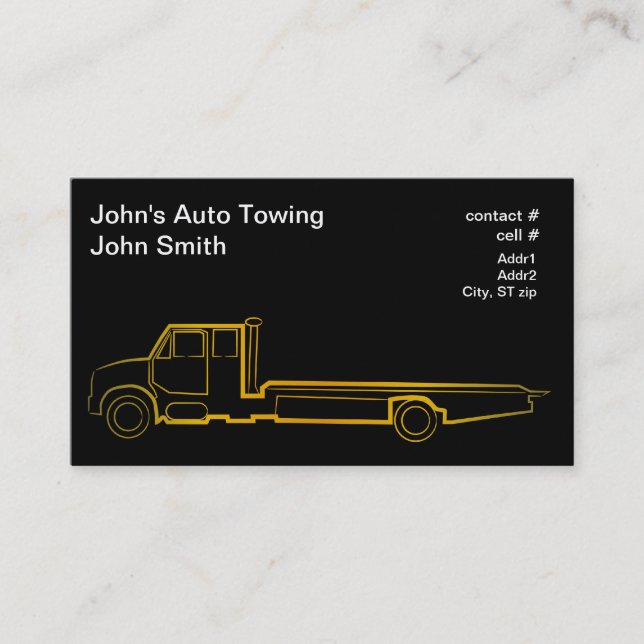 Gold outline rollback wrecker business card (Front)