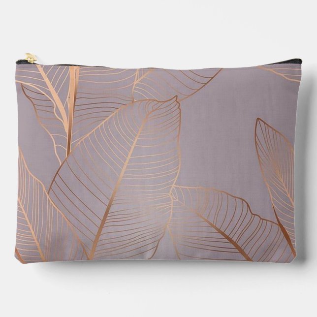 Gold outlined Leaves Accessory Pouch (Front)