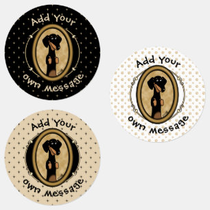 Gold Oval Dachshund Cartoon Portrait (black & tan)