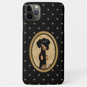 Gold Oval Dachshund Cartoon Portrait (black & tan) Case-Mate iPhone Case