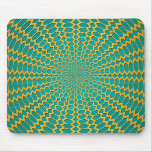 Gold over Teal Green Radial Design Mouse Pad