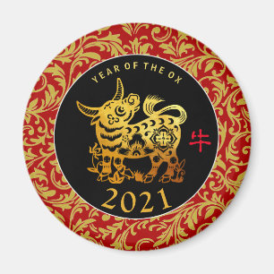 Gold Ox Chinese New Year 2021 decorative RRM Magnet