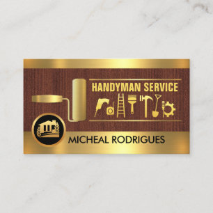 Gold Paint Brush Handyman Tools Business Card