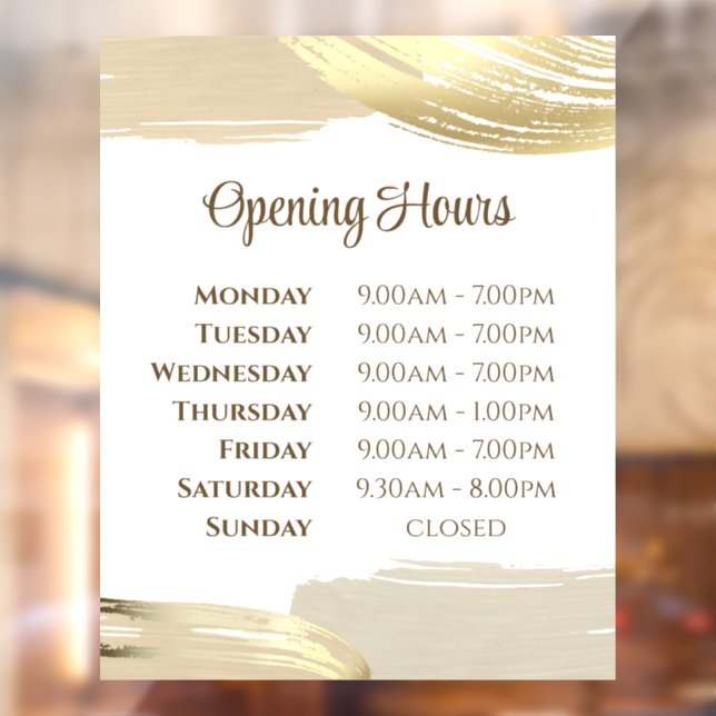 Gold Paint Brush Strokes Opening Hours (Sheet 2)