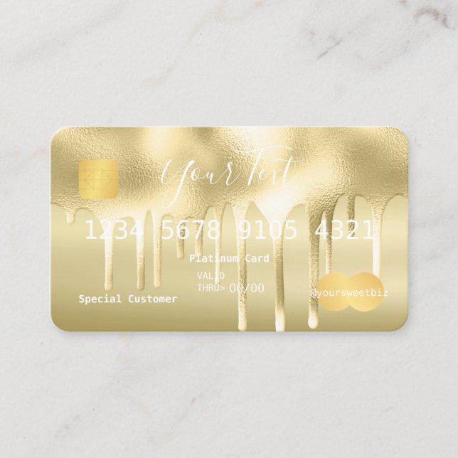 Gold Paint Drip Credit Business Card (Front)