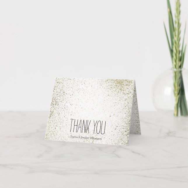 Gold paint splatter abstract Thank you Card (Front)