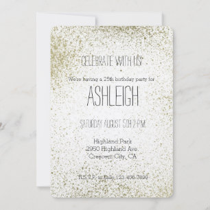 Gold Paint Splatter birthday Invitation
