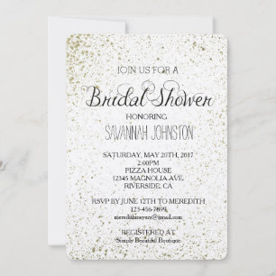 Gold paint splatter bridal shower invitation