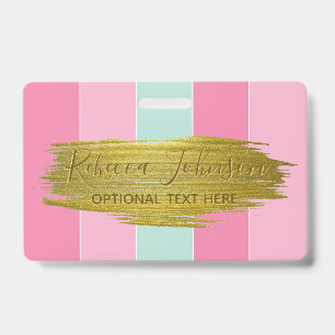 Gold Paint Stroke Colourful Stripes - Badge ID Badge