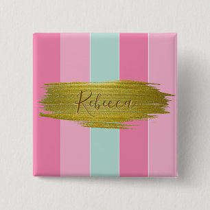 Gold Paint Stroke Colourful Stripes - Button