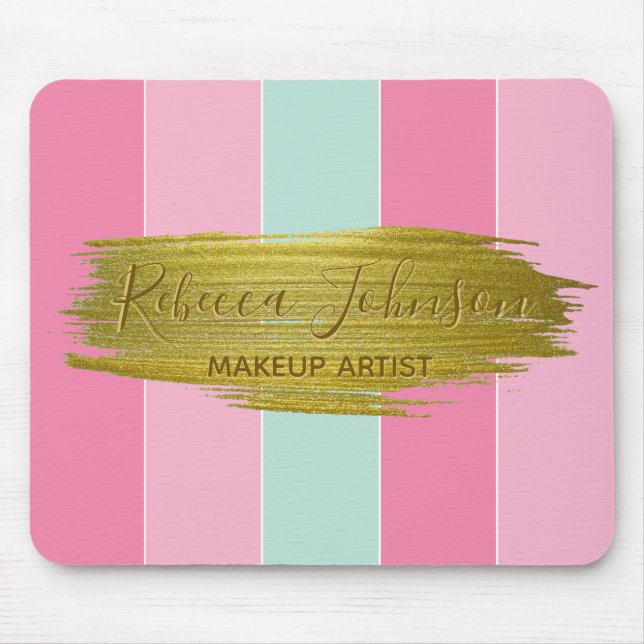 Gold Paint Stroke Colourful Stripes - Mousepad (Front)