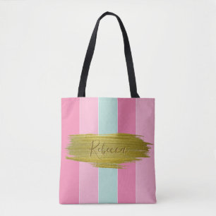 Gold Paint Stroke Colourful Stripes - Tote Bag