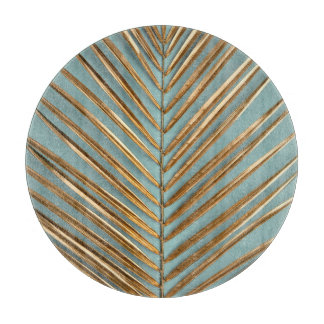 Gold Painted Tropical Palm Pattern Cutting Board