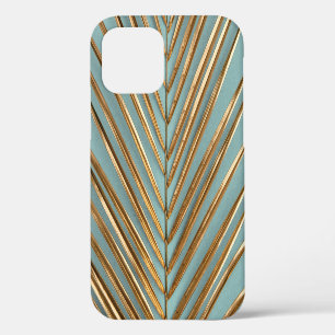 Gold Painted Tropical Palm Pattern iPhone 12 Case