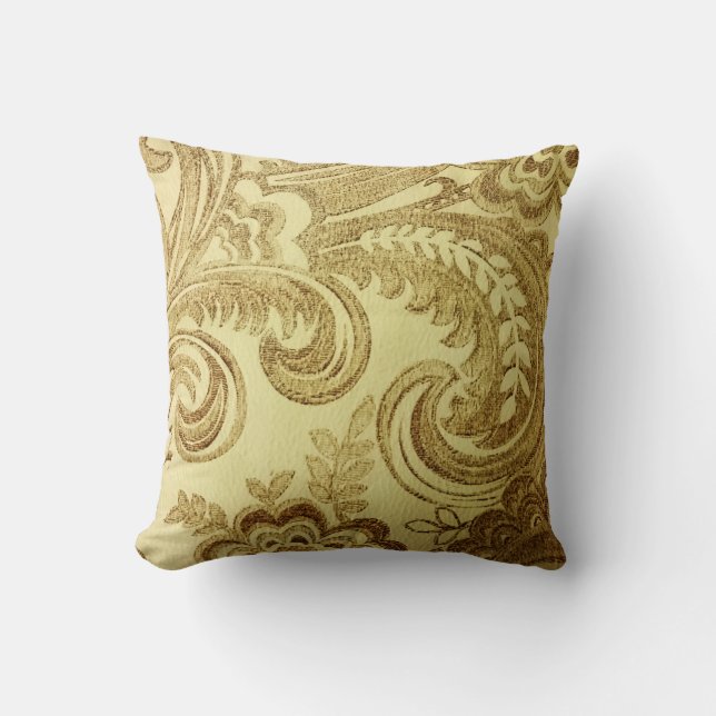  Gold Paisley Classic | Throw Pillow (Front)