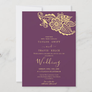Gold Paisley Indian Wedding Invitation