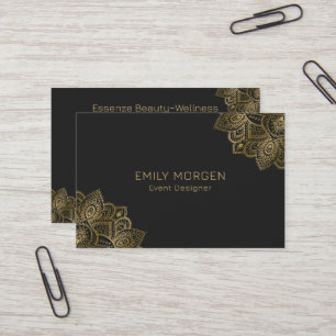 Gold Paisley Mandala On Dar Grey Business Card