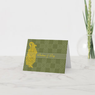 Gold Paisley & Olive Personalised Note Card