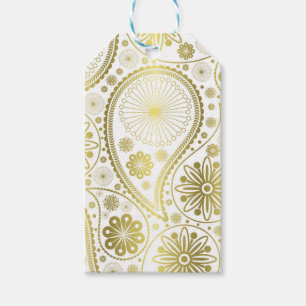 Gold paisley pattern gift tags