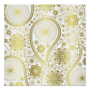Gold paisley pattern poster