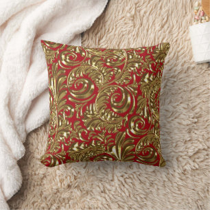 Gold Paisley Throw Pillow