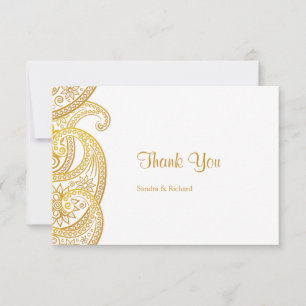 Gold Paisley Traditional Indian Wedding Thank You Card