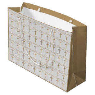 Gold Palm Cross Baptism  Large Gift Bag
